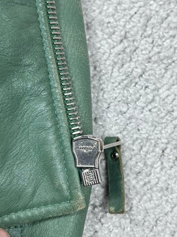 Balenciaga Green Leather Biker Jacket