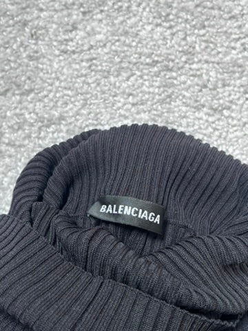 Balenciaga Monogram Ribbed Balaclava Turtleneck Hoodie