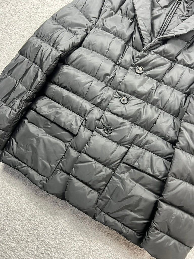 Prada Triangle Logo Down Black Heavy Coat Size M
