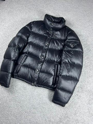 Prada Black Shiny Triangle Down Puffer Jacket Size M
