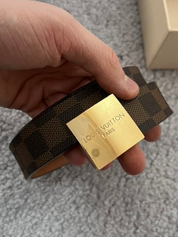 Louis Vuitton Damier Santur Carre Belt Brown Golden