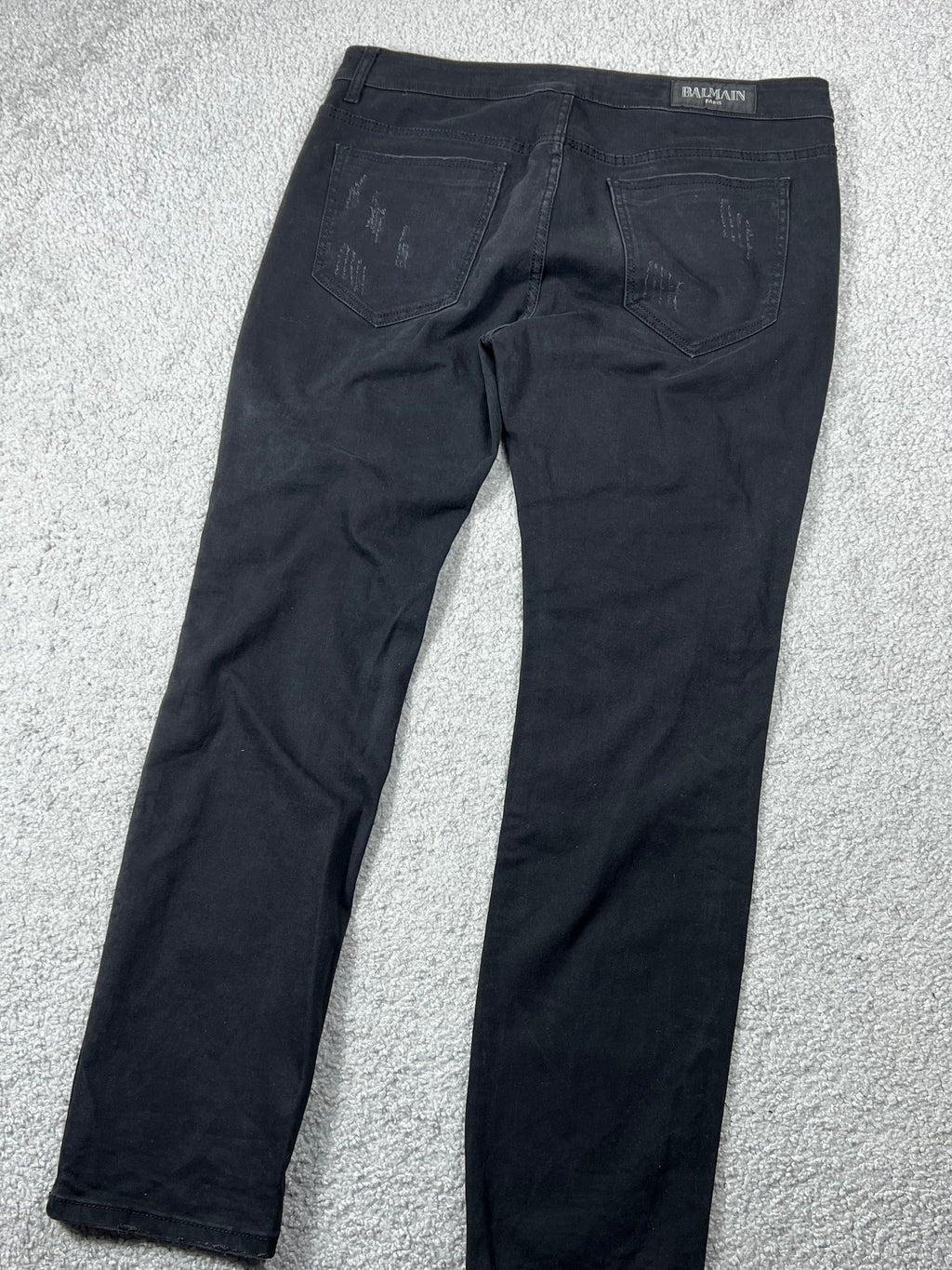 Balmain Black Ripped Jeans With Blue Patches Size 36