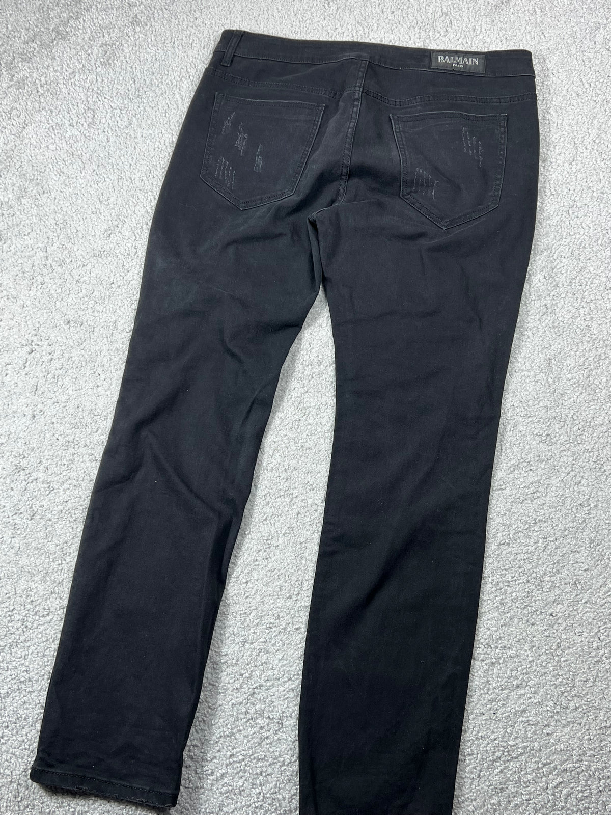 Balmain Black Ripped Jeans With Blue Patches Size 36