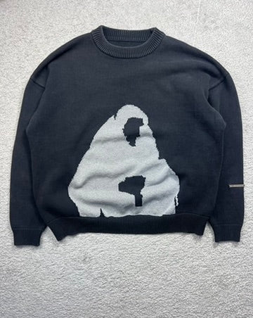 Heliot Emil Reflective Knit Silhouette Oversized Sweater