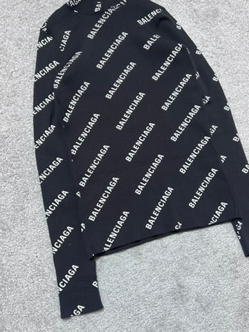 Balenciaga Monogram Ribbed Balaclava Turtleneck Hoodie