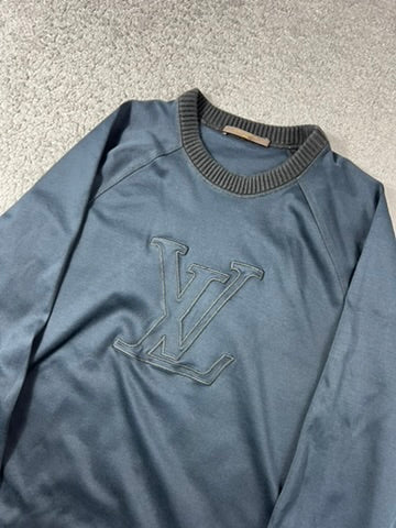 Louis Vuitton LV Embroidered Logo Blue Swetshirt Size L