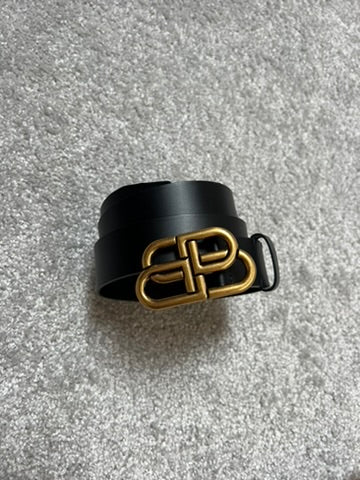 Balenciaga BB Gold Buckle Leather Belt