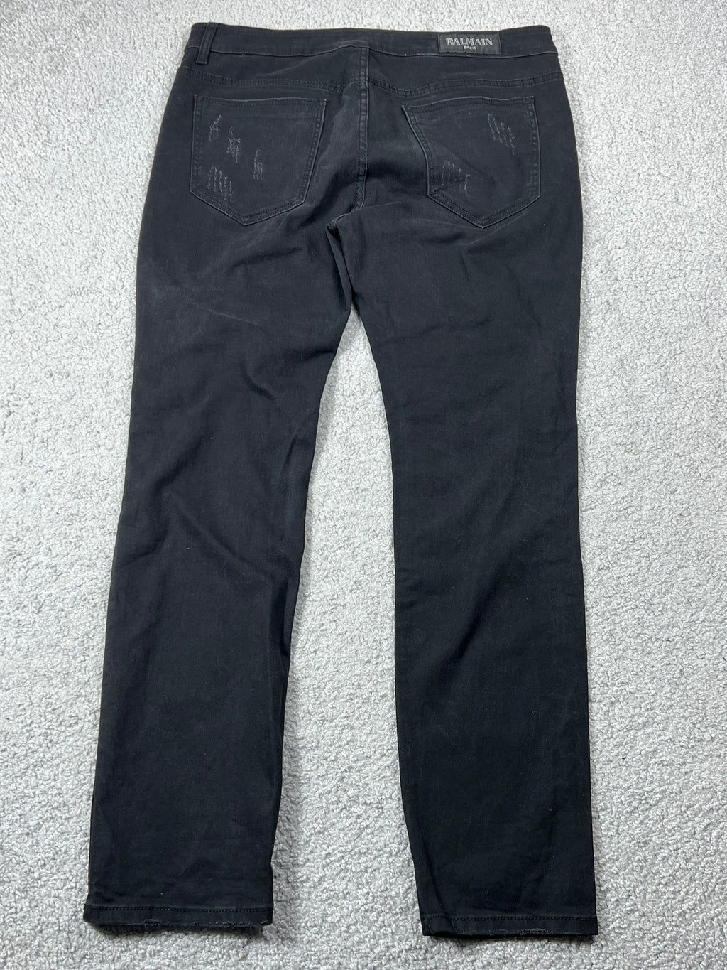 Balmain Black Ripped Jeans With Blue Patches Size 36