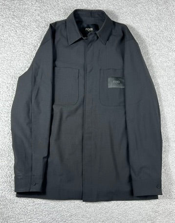 2023 Fendi Logo Patch Black Overshirt