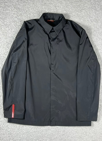 Vintage Prada Red Tab Black Nylon Shirt Size S