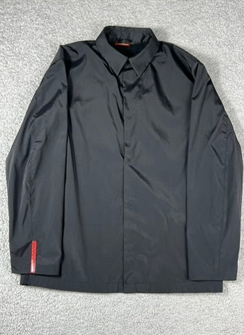 Vintage Prada Red Tab Black Nylon Shirt Size S
