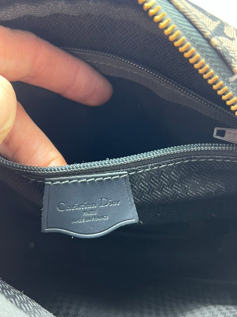 Christian Dior Black Gold Monogram Trotter Canvas Bag