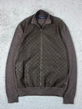 Louis Vuitton Brown Damier Signature Zip Up Cardigan Sweater