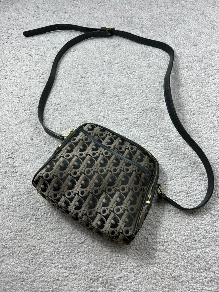 Christian Dior Black Gold Monogram Trotter Canvas Bag