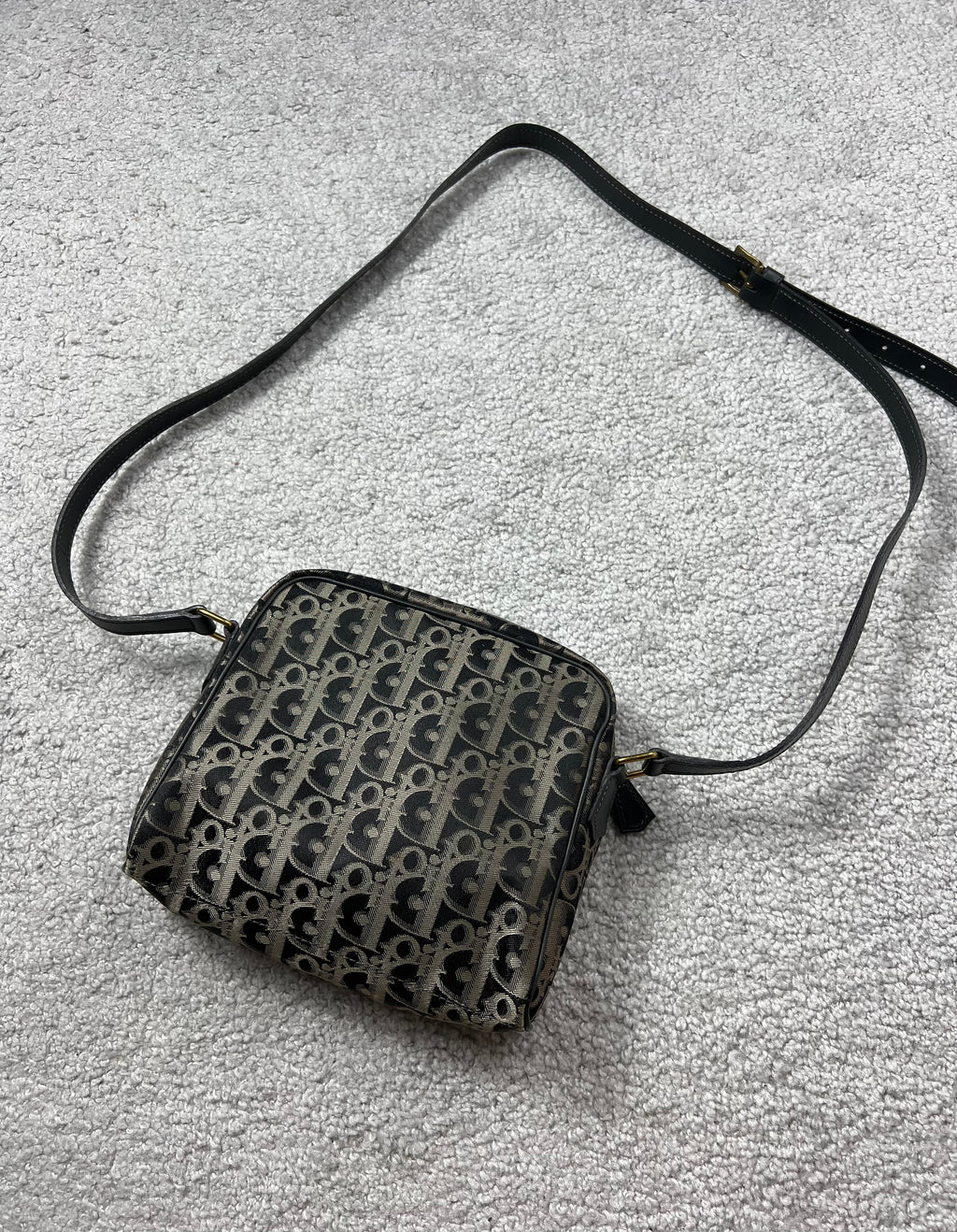 Christian Dior Black Gold Monogram Trotter Canvas Bag