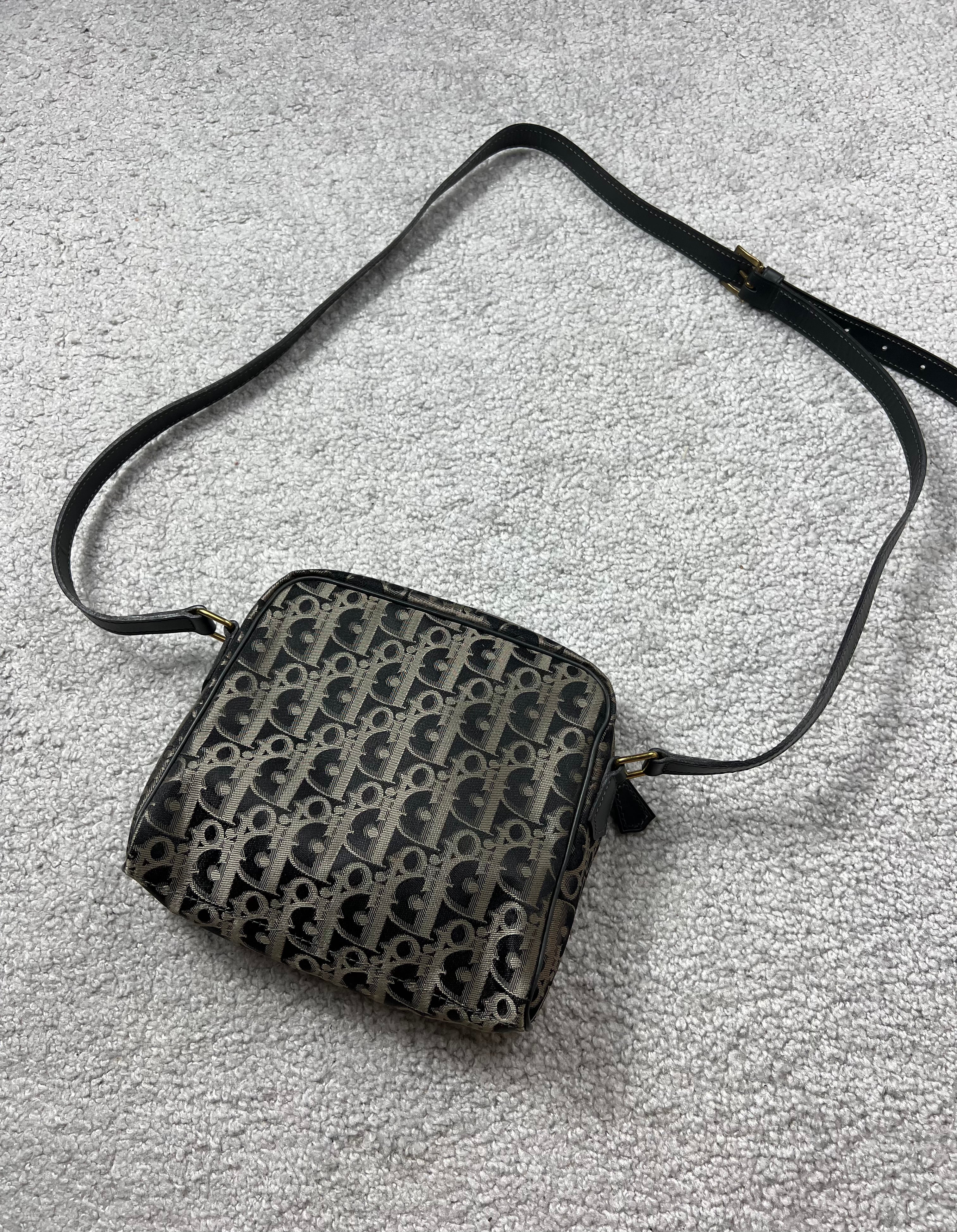 Christian Dior Black Gold Monogram Trotter Canvas Bag