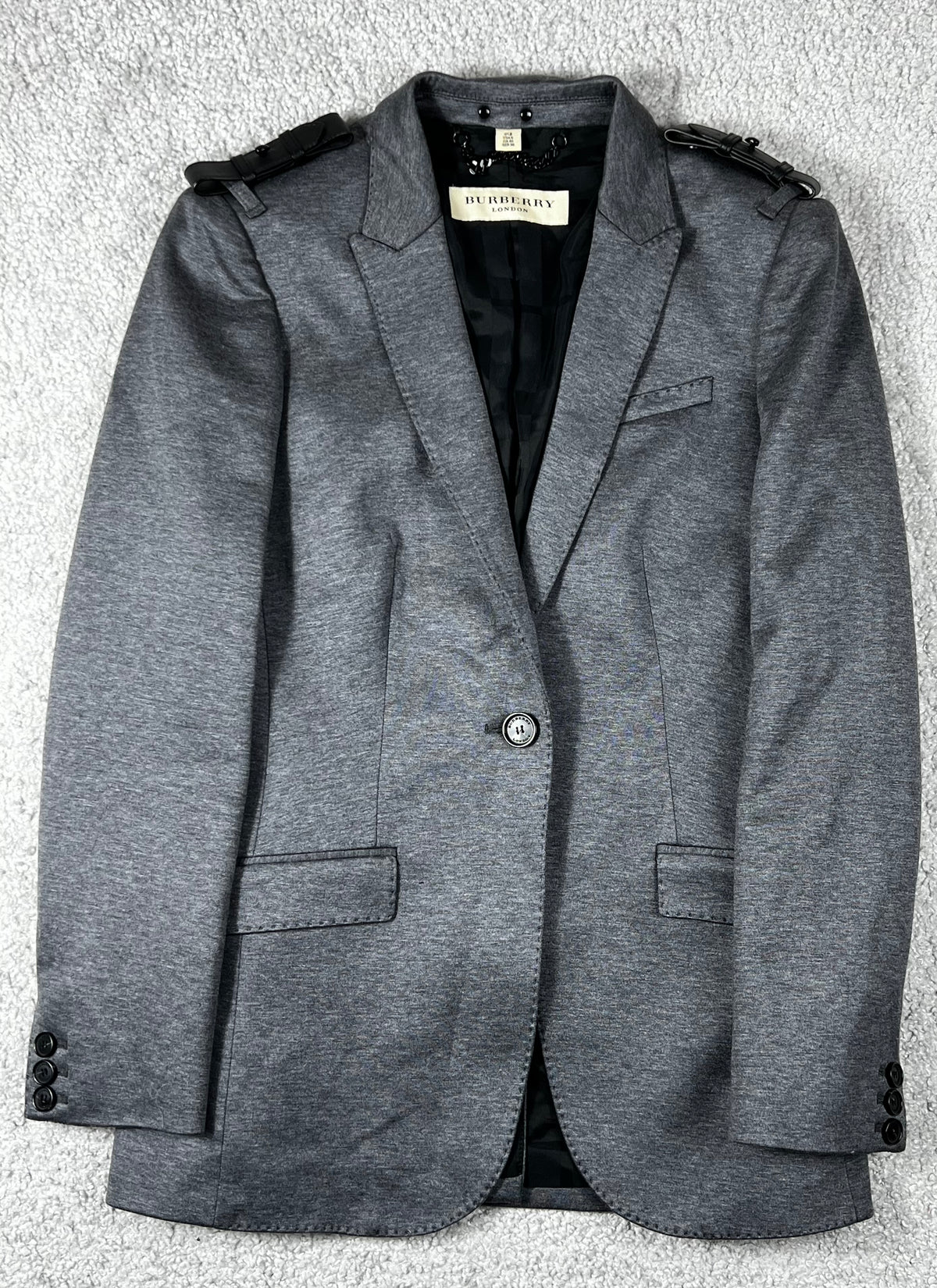 Burberry Grey Cotton Knit Leather Trim
Blazer