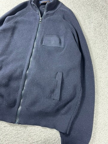 Louis Vuitton Dark Blue Wool Knit Zip Up Sweater Size L