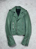 Balenciaga Green Leather Biker Jacket