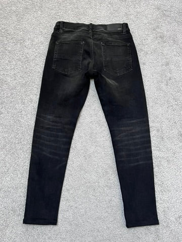 Amiri MX-1 Black Skinny Jeans With Leather Patches Size 31