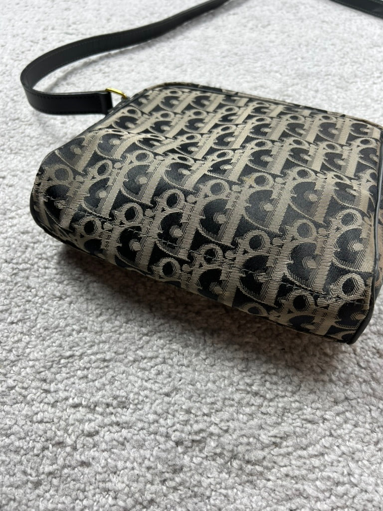 Christian Dior Black Gold Monogram Trotter Canvas Bag