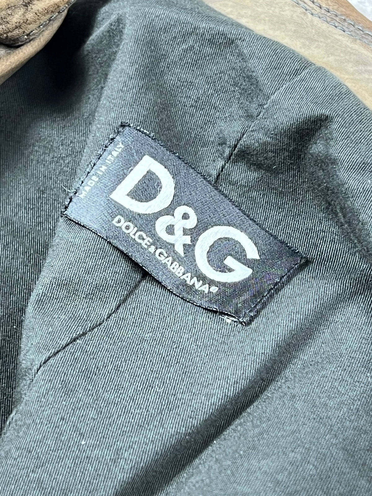 Dolce & Gabbana Cargo Leather Brown Coat Multipocket Size M
