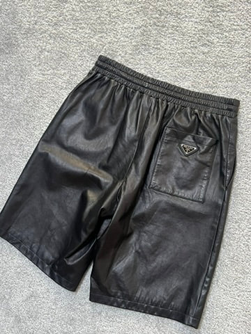Prada Nappa Leather Bermuda Black Shorts Size 46