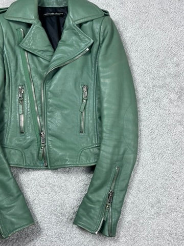 Balenciaga Green Leather Biker Jacket