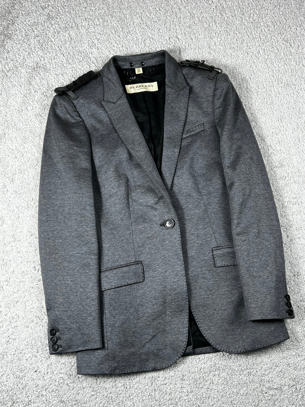 Burberry Grey Cotton Knit Leather Trim
Blazer