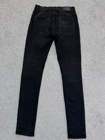 Amiri MX-1 Black Skinny Jeans With Leather Patches Size 31
