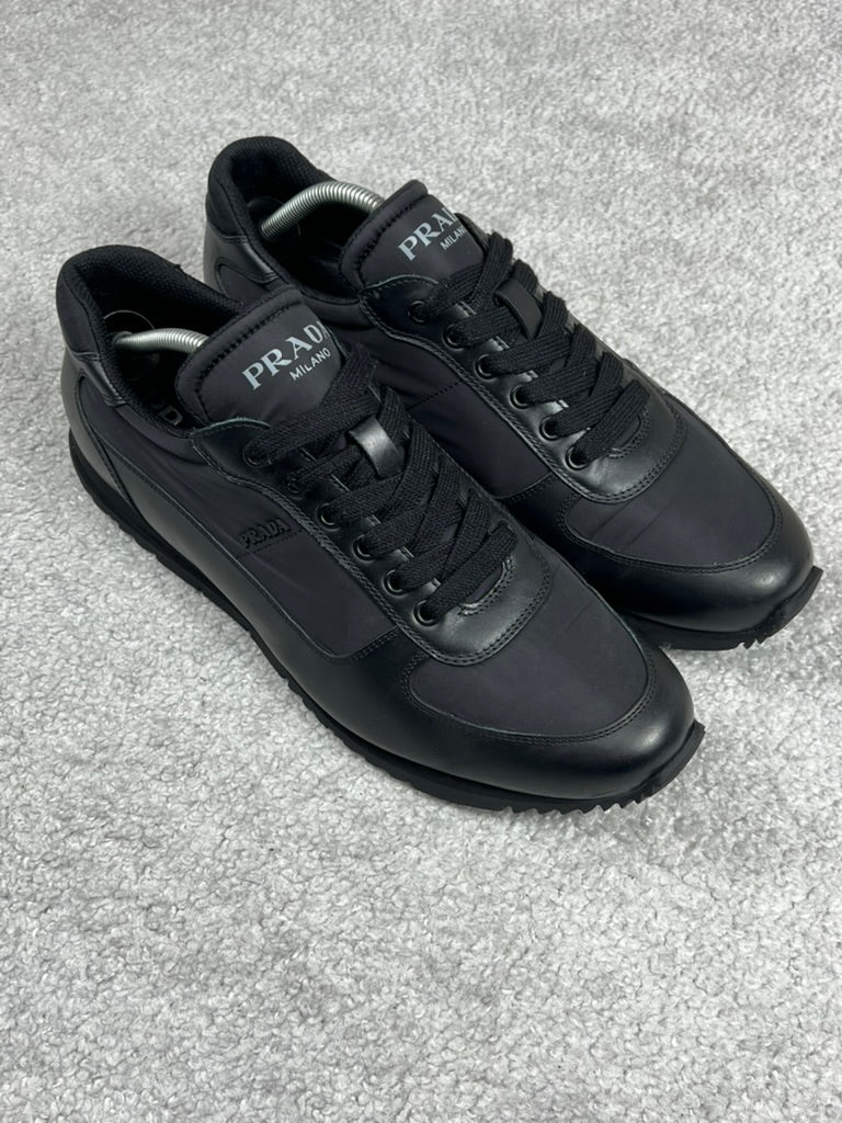 Prada Leather Nylon Black Men’s Trainers Size 10