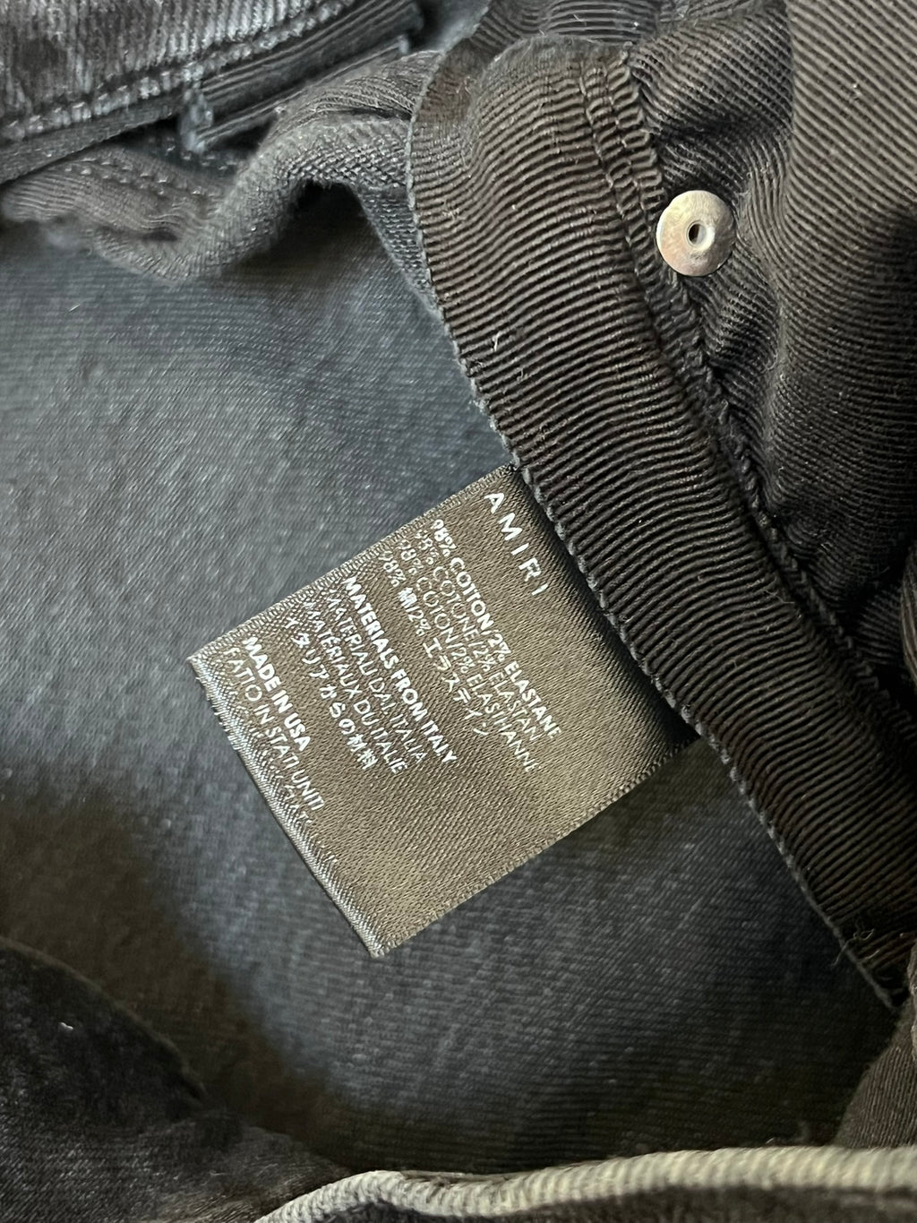 Amiri MX-1 Black Cashew Flower Split Patches Skinny Jeans