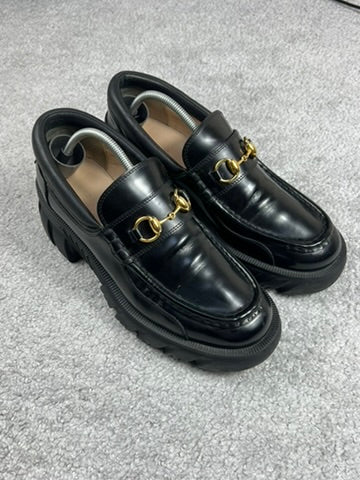 Gucci Horsebit Platform Lug Sole Black Leather Loafers