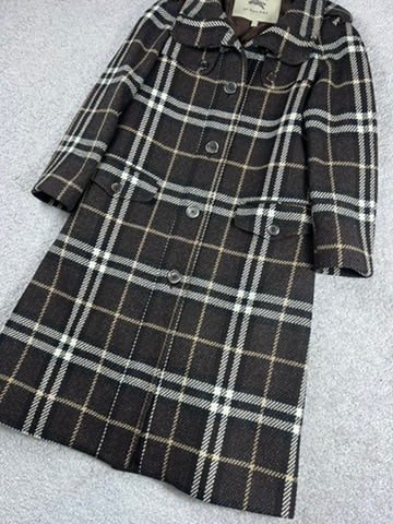 Burberry London Grey Check Wool Coat Size 44
