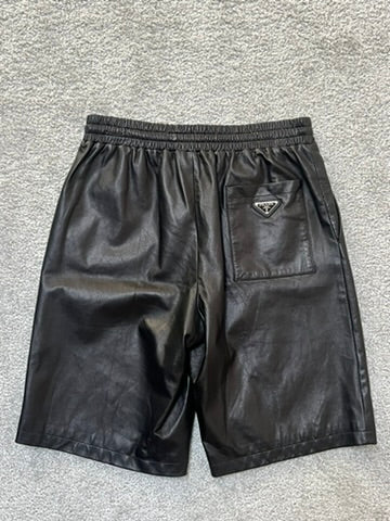 Prada Nappa Leather Bermuda Black Shorts Size 46