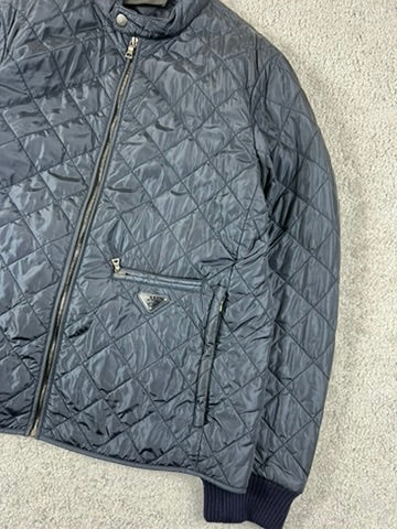 Vintage Prada Triangle Quilted Blue Jacket Size L