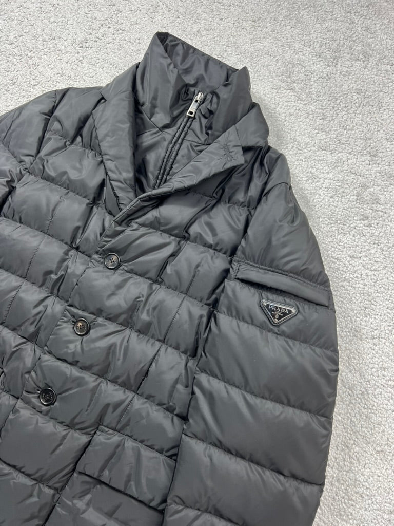 Prada Triangle Logo Down Black Heavy Coat Size M