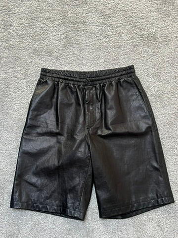 Prada Nappa Leather Bermuda Black Shorts Size 46