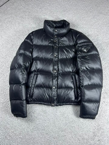 Prada Black Shiny Triangle Down Puffer Jacket Size M