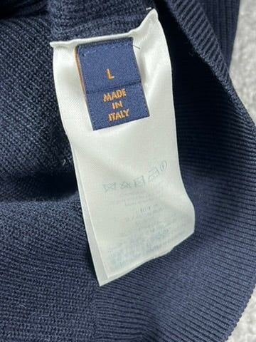 Louis Vuitton Dark Blue Wool Knit Zip Up Sweater Size L