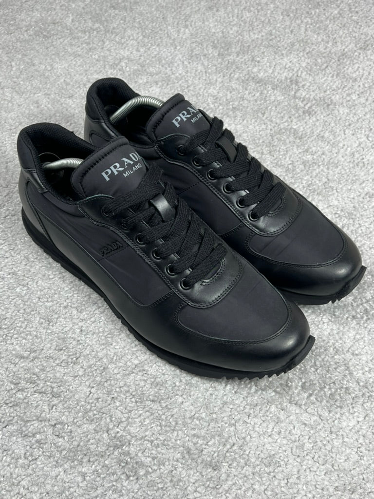 Prada Leather Nylon Black Men’s Trainers Size 10