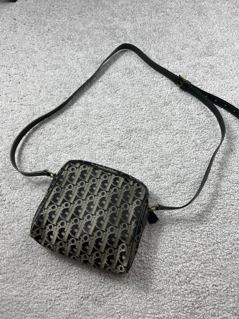 Christian Dior Black Gold Monogram Trotter Canvas Bag