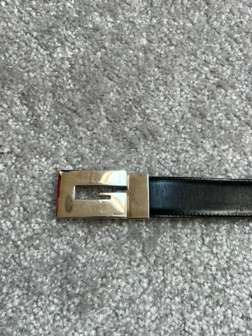 Gucci Square G Buckle Black Leather Belt