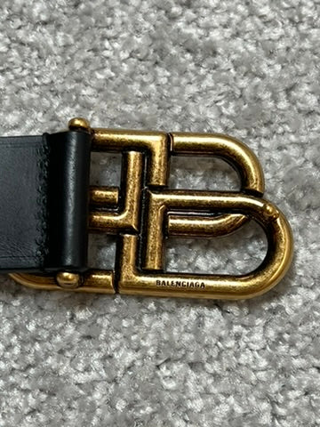 Balenciaga BB Gold Buckle Leather Belt