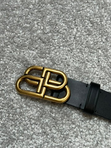 Balenciaga BB Gold Buckle Leather Belt