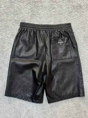Prada Nappa Leather Bermuda Black Shorts Size 46