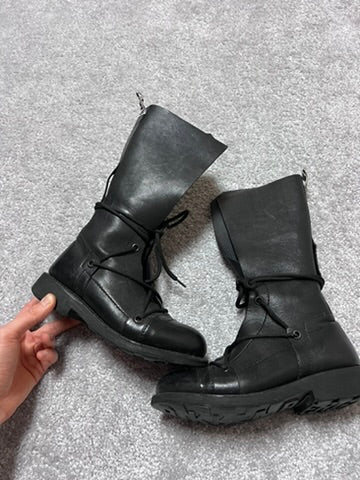 Dirk Bikkembergs Black Combat Square Lace High Boots Size 36