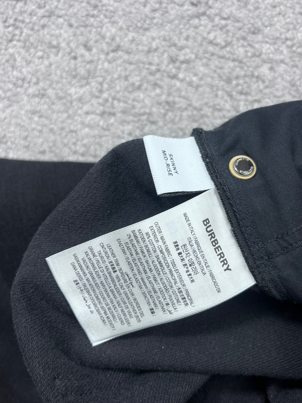 Burberry BT Big Pocket Logo Skinny Mid-Rise Jeans