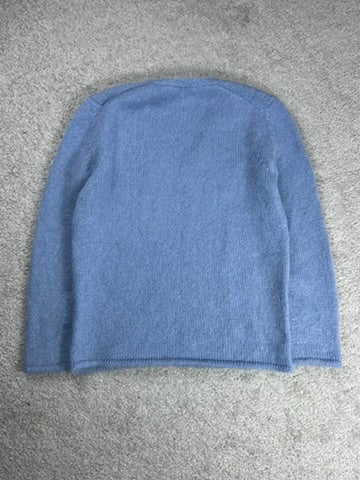 Tom Ford Blue V-Neck Mohair Wool Sweater Size S