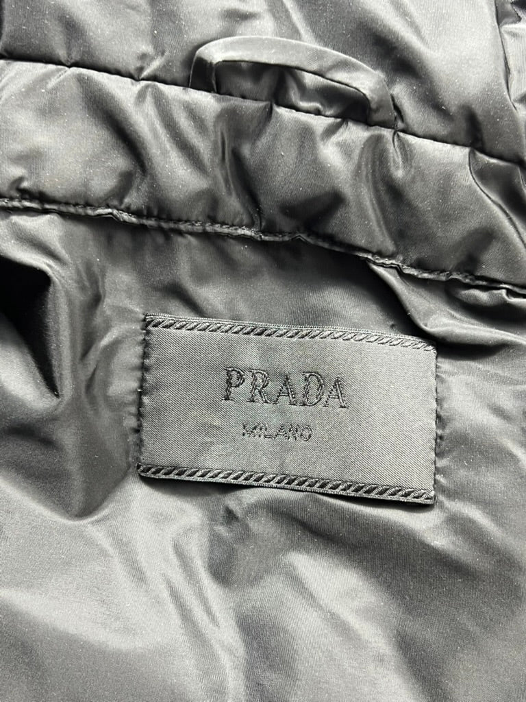 Prada Triangle Logo Down Black Heavy Coat Size M